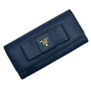 Prada Long Wallet Triangle Red Saffiano Leather